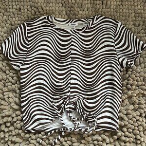 Garage Cropped Going Out Top Brown Striped Size Medium